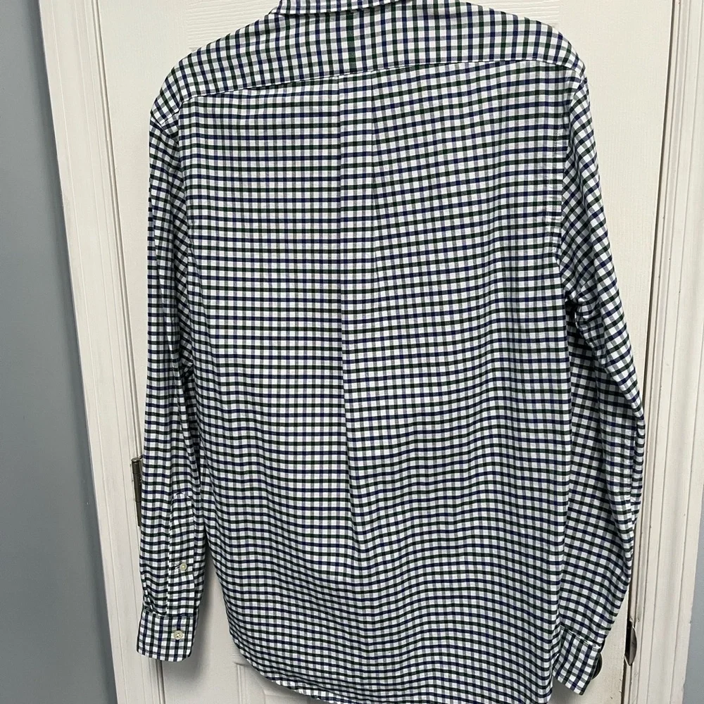 Ralph Lauren Button Down Shirt Green Blue Flesh Pony Men's MEDIUM Gingham Check